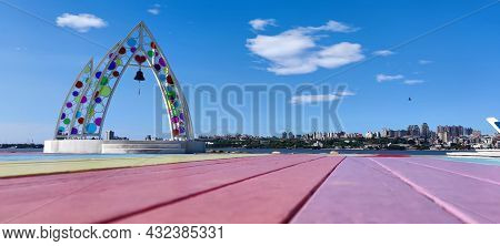 City Tamsui Bali District In Taipei, Taiwan Reflecting In The Tamsui River At Nice Day