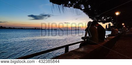 City Tamsui Bali District In Taipei, Taiwan Reflecting In The Tamsui River At Nice Day