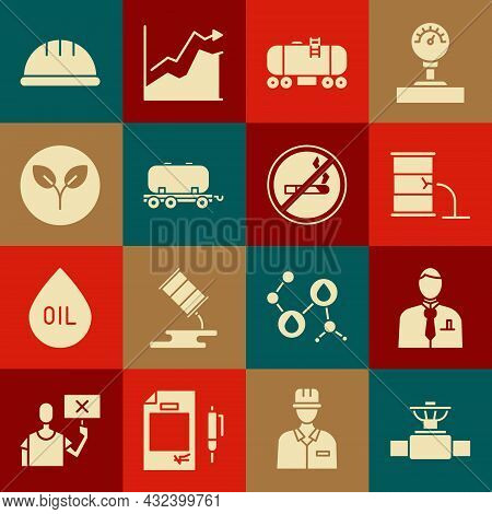 Set Industry Pipe And Valve, Businessman Or Stock Market Trader, Barrel Oil Leak, Oil Railway Cister
