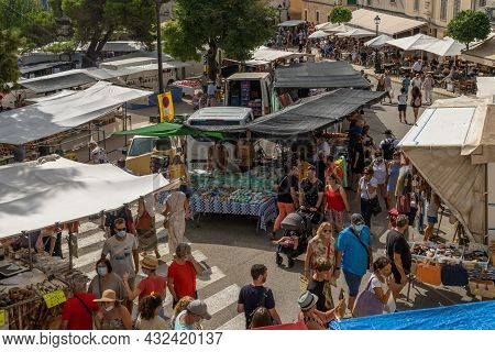 Sineu, Spain; September 08 2021: Weekly Street Market Of Food, Crafts And Animals In The Mallorcan T