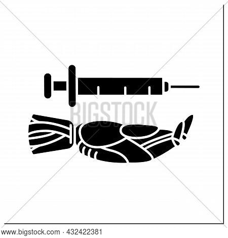 Ai In Healthcare Glyph Icon. Digital Technology In Medicine. Hand Keeps Injections Tool. Medical Dat