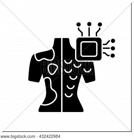 Ai In Medicine Glyph Icon. Microchip In Human Body.digital Technologies. Skin Cancer Diagnosis.ai Di