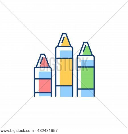 Crayons Rgb Color Icon. Art Classroom. Use For Drawing And Coloring. Paraffin Wax And Color Pigment.