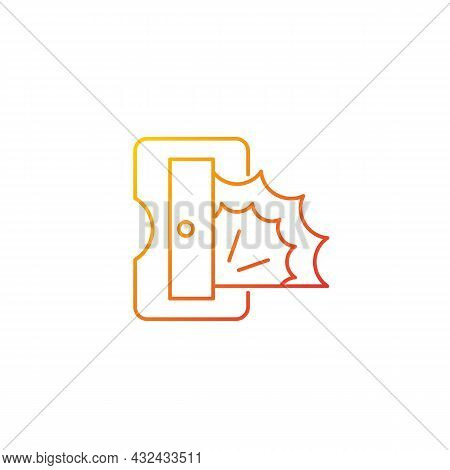 Pencil Sharpener Gradient Linear Vector Icon. Sharpening Pencil Writing Point. Cutting Wood Away Fro