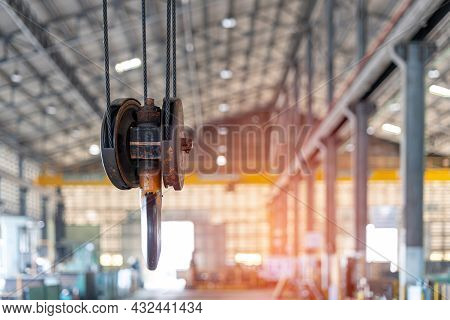 Overhead Crane Stop In Crane Home In Factory Industry Work Of Engineering