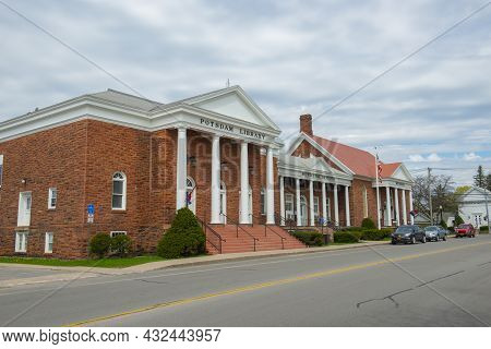 Potsdam, Ny, Usa - Apr. 28, 2017: Potsdam Town Public Library, Municipal Offices And Public Museum A