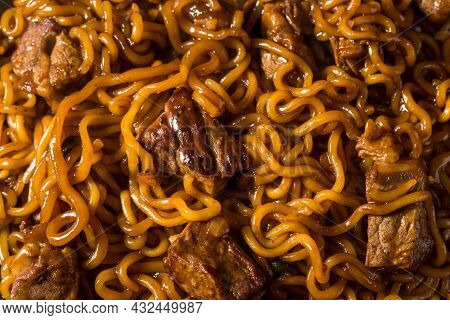 Homemade Trendy Korean Jjapaguri Noodles With Beef