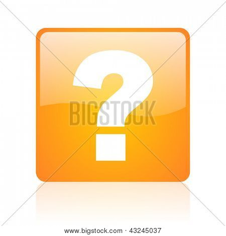 Fragezeichen orange quadratisch Hochglanz-web-Symbol