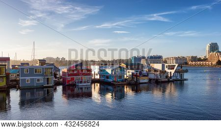Downtown Victoria, Vancouver Island, British Columbia, Canada - August 18, 2021: Homes On The Water 