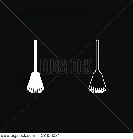 Broom Besom Made From Twigs Tool For Cleaning Sweep Concept Panicle Halloween Accessory Icon White C