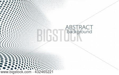 Abstract Vector Background With Dots In Motion Like Particles, Technology Halftone Big Data Theme Ba