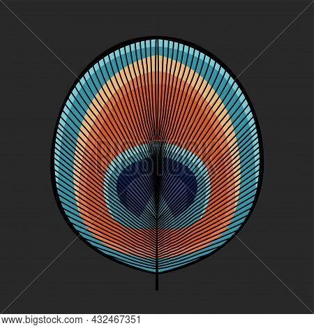 Geometric Stylized Eye Of Peacock Feather Vector Illustration