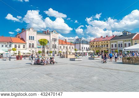 Zywiec, Poland - June 6, 2021: Nice View On Main Market Square At Summer Time.