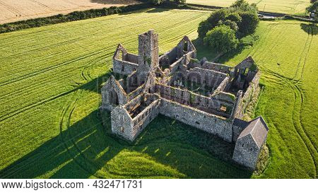 Aerial View Of Kilcrea Friary Ruins In County Cork Ireland