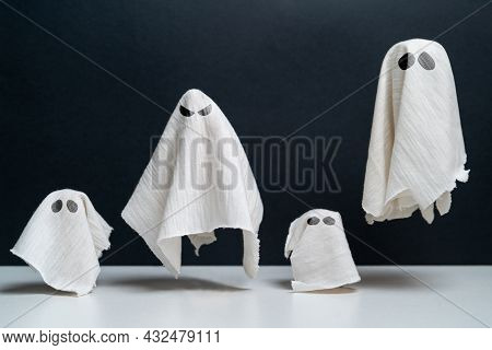 A Group Of Malicious And Vicious Ghosts. Halloween Holiday.