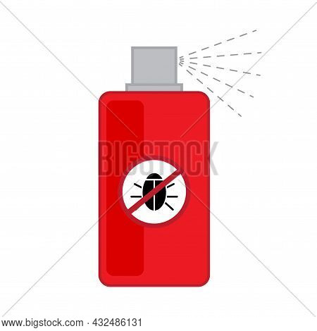 Red Insect Spray Icon. Agriculture Concept. Poisons Bottles. White Background. Vector Illustration. 