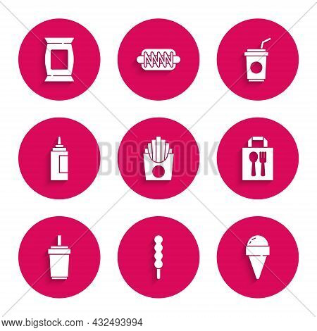 Set Potatoes French Fries In Box, Lollipop, Ice Cream Waffle Cone, Online Ordering And Delivery, Pap