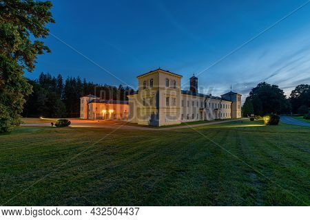 State Castle Kynzvart At Night - Castle Is Located Near The Famous West Bohemian Spa Town Marianske 