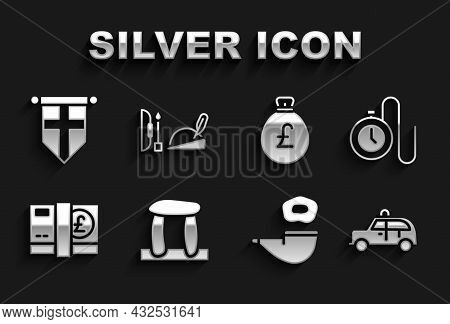 Set Stonehenge, Watch With A Chain, Taxi Car, Smoking Pipe, Pound Sterling Money, Money Bag Pound, E