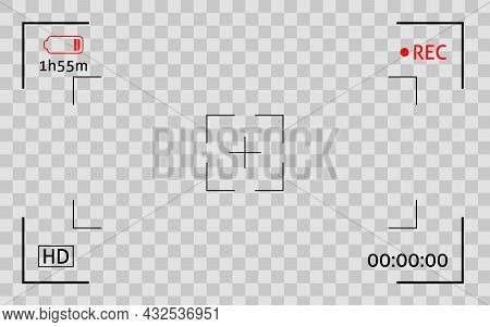 Camera Viewfinder Frame. Display Snapshot Digital Video Record Screen. Filn Rec Camcoder Template