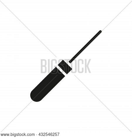 Awl Line Icon. Black Silhouette Repair Work Tool. Shoe Repair Awl Outline Symbol. Vector Isolated On