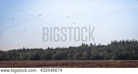 Ede, 20-sep-2019:the Dakota And Hercules Planes Are Approaching The Heathland For Dropping The Parat