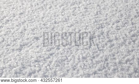 Natural Snow Texture. Smooth Surface Of Clean Fresh Snow. Snowy Ground. Winter Background With Snow 