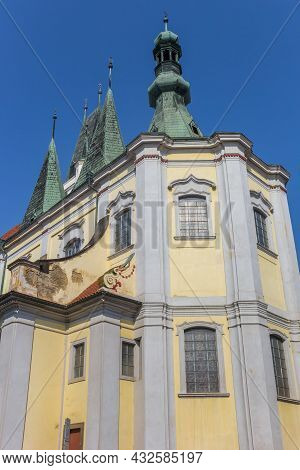 Towers Of The Historic All Saints Church In Litomerice, Czech Republic