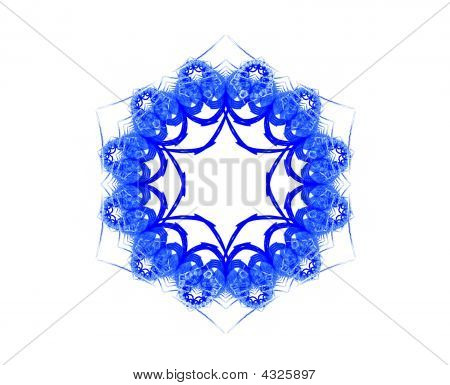komplexe blaue Schneeflocke auf weiß