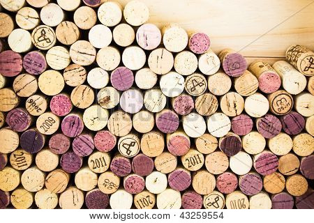 와인 corks 배경의 클로즈업