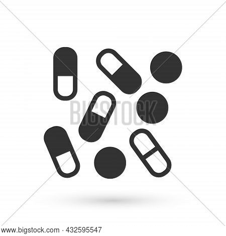 Grey Medical Pill Bottle Biohacking Icon Isolated On White Background. Pharmacy Biohacking. Vector