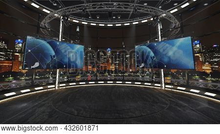 Virtual Tv Studio News Set 36. Green Screen Background. 3d Rendering.

Virtual Set Studio For Chroma