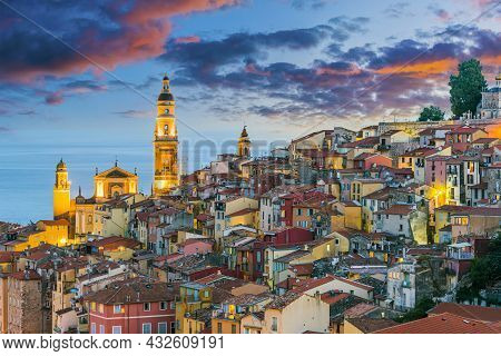 Old Town Architecture Of Menton On French Riviera