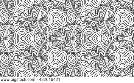 Retro Abstract Seamless Vector Pattern On White Backdrop. Vector Stripe Pattern Decorative Print Con