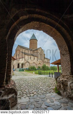 Tusheti, Georgia - 23 August, 2021: Alaverdi Monastery - Georgian Eastern Orthodox Monastery In Kakh