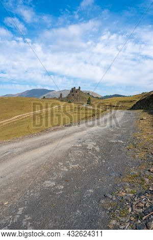 The Upper Omalo Village And The Fortress Keselo. Travel To The Georgia