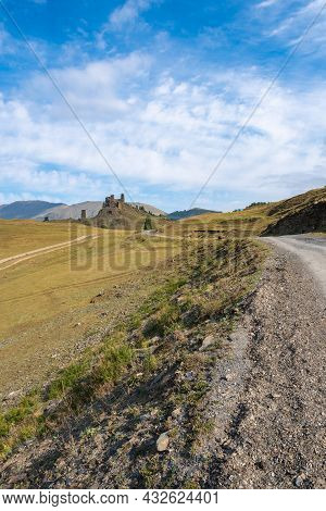 The Upper Omalo Village And The Fortress Keselo. Travel To The Georgia