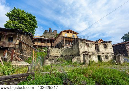 The Upper Omalo Village And The Fortress Keselo. Travel To The Georgia