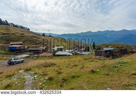 The Upper Omalo Village And The Fortress Keselo. Travel To The Georgia