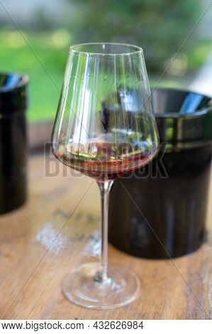 Tasting Of Dry Burgundy Red Wine Made From Pinot Noir  Grapes, Wine Tourisme To Burgundy Cote De Nui