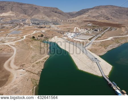 Aerial View Of Water Reservoir On The River Tigris In The Place Of Former Village Of Hasankeyf