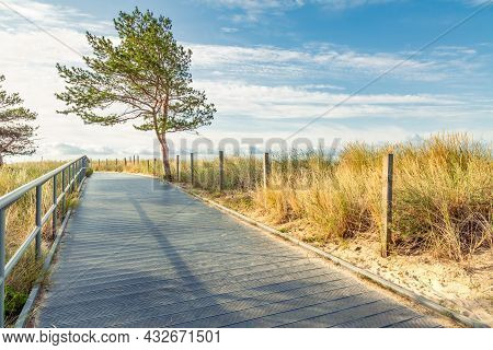Coastal Promenade Along Beach In Hel Town On Coast Of Baltic Sea, Poland. Hel Peninsula Is Popular P