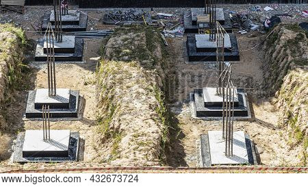 Monolithic Reinforced Concrete Foundations For The Construction Of A Residential Building. Grillage 