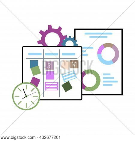 Concept Process Management To Do Task, Reach To Goal In Business, Planning And Control Project, Vect