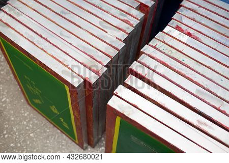 Templates Stencil Pattern For Serigraphy Silk Screen Print Process At Clothes Factory