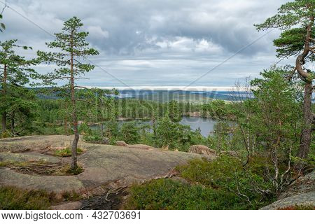 View Of Baltic Sea And Gulf Of Bothnia From The Top Of The Rock In Skuleskogen National Park, Sweden
