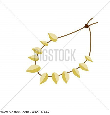 Necklace Of Teeth And Fangs. Decoration Of Wild Primitive Man For Neck. Primitive Tribal Art. Cavema