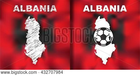 Albanian Abstract Map Set With Flag And Ball.