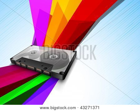 Modern Audio or video player on colorful waves background.