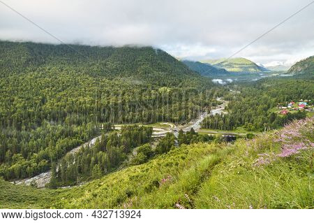 Vacation Landscape. Russian Altai Mountains. Multa Region. Holiday At Home. Staycation Concept. Long